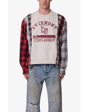 MNML Mixed Flannel Cotton Cardigan - Blue