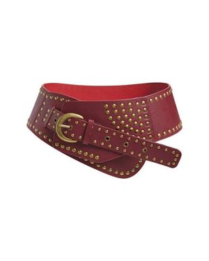 BP. Angular Studded Faux Leather Belt - Red