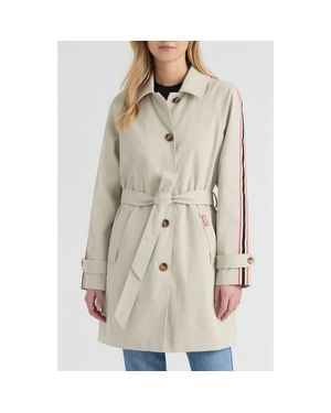 HUNTER Sophia Sleeve Stripe Trench Coat - Natural
