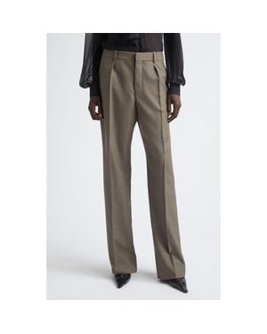 Saint Laurent Wool Straight Leg Pants - Brown