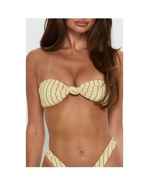 Princess Polly Tamrali Straplesss Stripe Bandeau Bikini Top - Brown