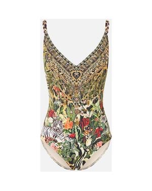 CAMILLA V Neck Underwire One Piece W Back Closure - Green