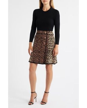 Eliza J 3/4-sleeve Button Detail Sweater Knit Dress - Black