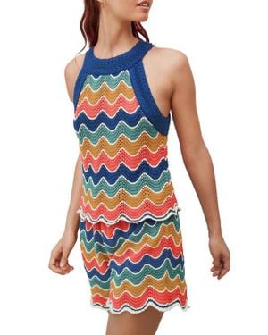 Next Stripe Open Stitch Sleeveless Cotton Sweater - Red