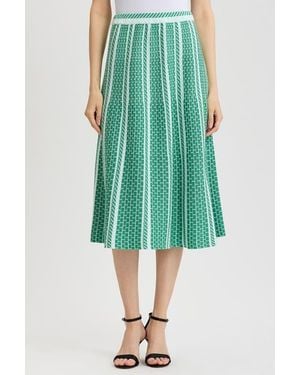 Ming Wang Roadmap Pattern Soft Knit Midi Skirt - Green