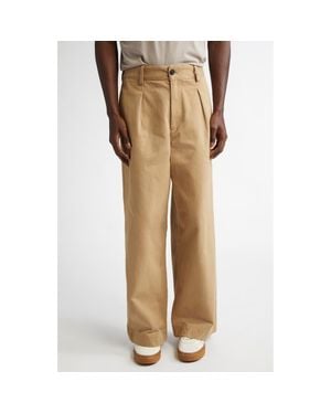 Noah Pleated Baggy Chinos - Natural