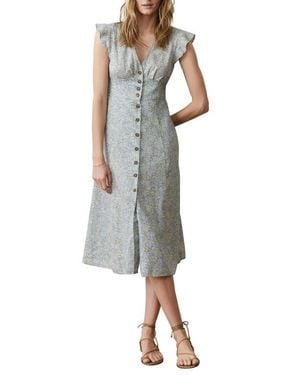 Marine Layer Camila Floral Button Front Hemp Blend Midi Dress - Multicolor