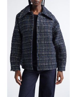 Missoni Padded Metallic Wave Check Overshirt - Blue