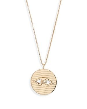 Jennifer Zeuner Stassi Diamond Evil Eye Pendant Necklace - Metallic