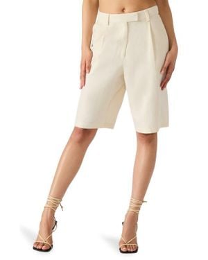 Steve Madden Ivana Linen Blend Bermuda Shorts - Natural