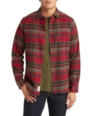 Schott Nyc Two-Pocket Long Sleeve Flannel Button-Up Shirt - Red