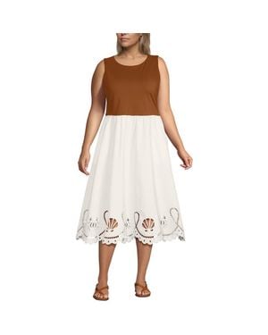 Lands' End Embroidered Duet Midi Dress - White