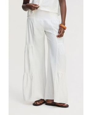 Sam Edelman Ruffled Hammered Satin Pants - White
