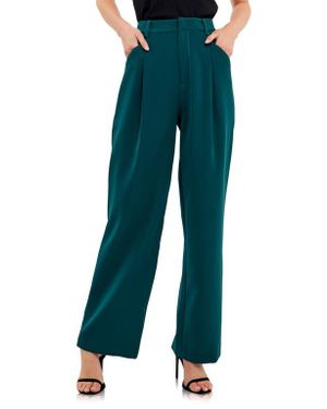 Endless Rose Classic Pleated Suit Pants - Green