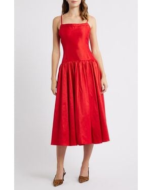 Sister Jane Quartet Taffeta Midi Dress - Red