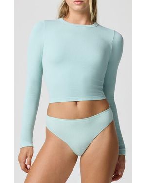 Florence By Mills Softie Seamless Long Sleeve Crop T-Shirt - Blue