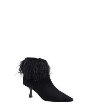 Kate Spade Marabou Pointed Toe Bootie - Black