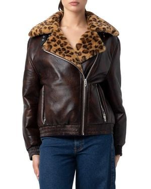 Blank NYC Faux Leather & Faux Shearling Moto Jacket - Black
