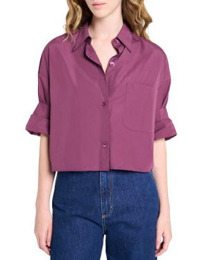 Twp Next Ex Crop Cotton Button-Up Shirt - Purple