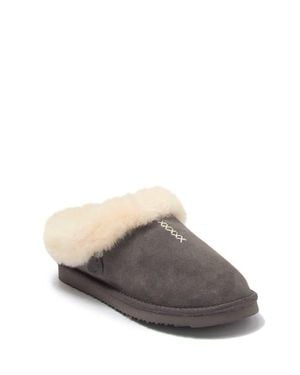 Dearfoams Fireside Adelaide Genuine Shearling Clog Slippers - Gray
