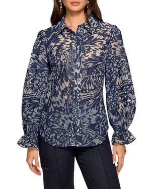 Ramy Brook Joy Burnout Button-Up Shirt - Blue