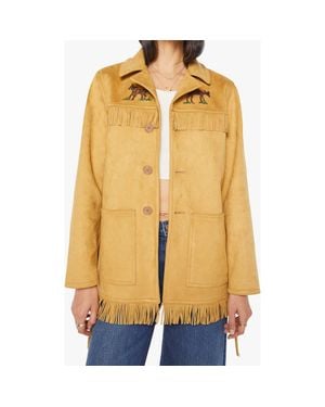Mother The Roadside Fringe Faux Suede Jacket - Yellow