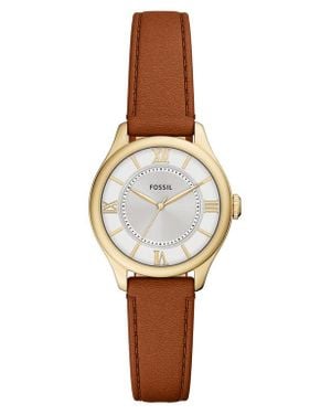Fossil Gilmore Leather Strap Watch, 28Mm - White