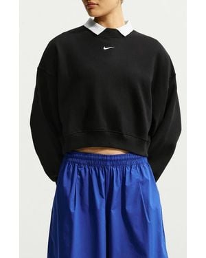 Nike Oversized Midweight Fleece Cropped Sweatshirt - Black