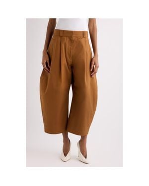 Balenciaga Pleated Long Bermuda Pants - Brown