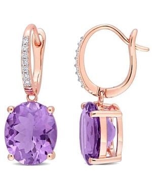 Julianna B Gemstone & Diamond Oval Drop Earrings 14K - Purple
