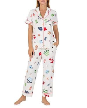 Kate Spade Print Crop Pajamas - White