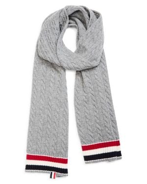 Thom Browne Cable Knit Virgin Wool Scarf - Gray