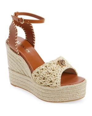 Versace Medusa Espadrille Wedge Sandal - Metallic