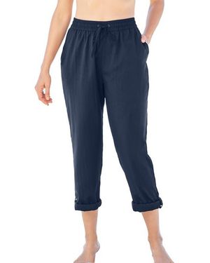 Swim 365 Taslon Cover Up Roll-Up Pant - Blue