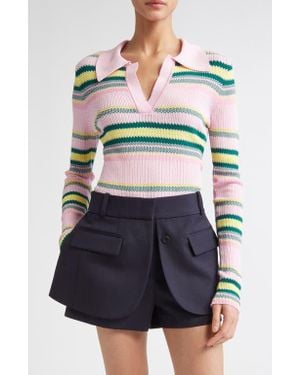 Monse Stripe Jacquard Polo - Gray