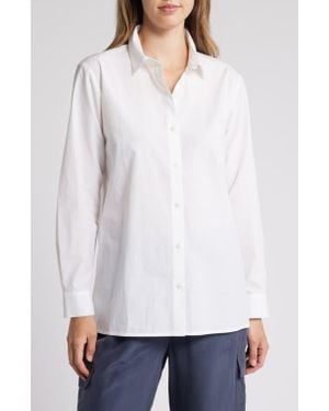 Eileen Fisher Classic Collar Easy Organic Cotton Button-Up Shirt - White