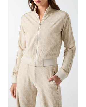 Guess 4G Logo Allover Jacquard Track Jacket - Natural