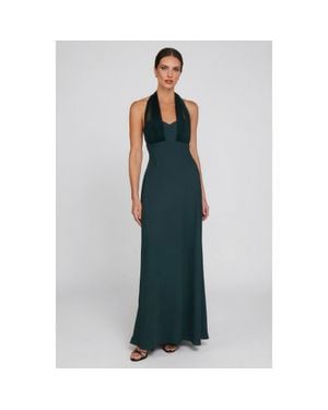 Six Stories Organza Halter Neck Maxi Dress - Blue
