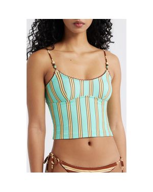 Damson Madder Trudi Stripe Crop Tankini Top - Blue