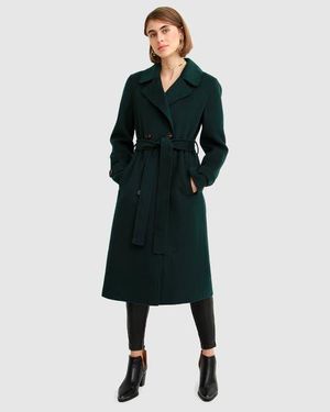 Belle & Bloom Front Runner Belted Coat - Green