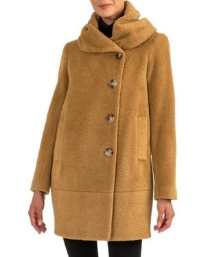 Sofiacashmere Cocoon Wool & Alpaca Blend Bouclé Coat - Natural