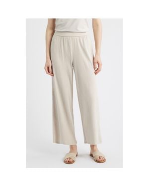 Eileen Fisher Jersey Ankle Wide Leg Pants - Natural