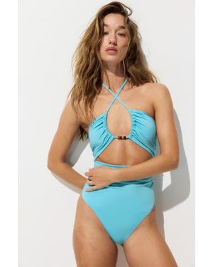 H&M Padded-Cup Cut-Out Swimsuit - Blue