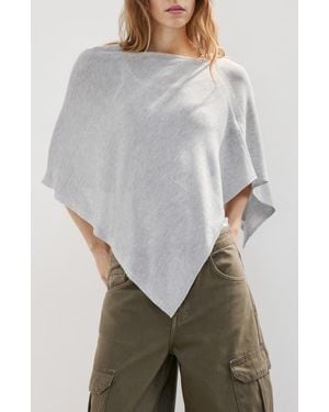 Mango Raul Asymmetrical Hem Knit Cape - Gray