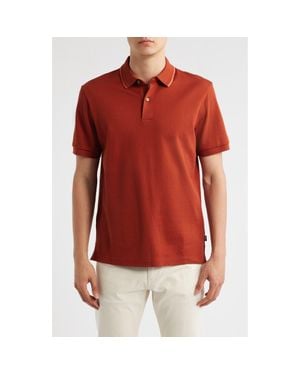 BOSS Prout Tipped Cotton Piqué Polo - Red