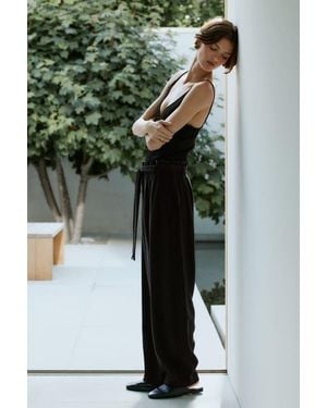 H&M Tie-Belt Barrel-Leg Pants - Green