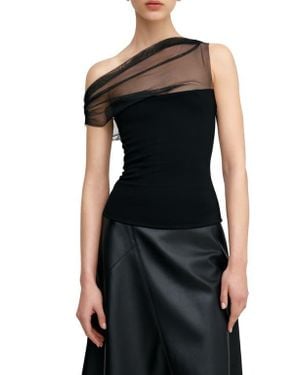 MARCELLA Cabrini Mesh One-Shoulder Top - Black