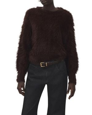 Mango Toby Faux Fur Sweater - Black