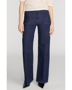 FRAME Le Pixie Slim Palazzo Pintuck Petite Wide Leg Jeans - Blue