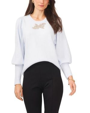 Chaus Cozy Balloon Sleeve Sweater - White